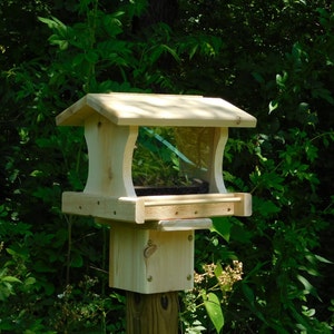 Post Mount Bird Feeder, Large Cedar Bird Feeder,Large Bird Feeder
