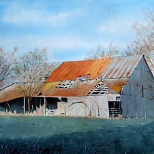 Spring Barn-Original Watercolor on Arches 300 lb. cold press paper.