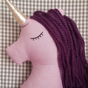 Unicorn plush doll purple gold nursery decor, unicorn pillow toy for baby girl bedrooms, stuffed animal toy gift for kids and baby girls image 4