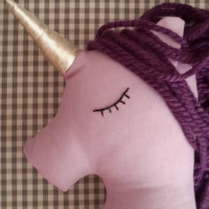 Unicorn plush doll purple gold nursery decor, unicorn pillow toy for baby girl bedrooms, stuffed animal toy gift for kids and baby girls image 5