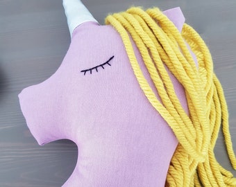 Unicorn plush doll purple mustard nursery decor, unicorn pillow toy for baby girl bedrooms, stuffed animal toy gift for kids and baby girls