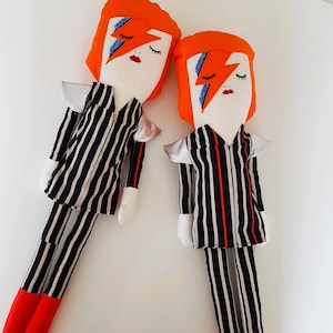 DAVID BOWIE inspired doll, Aladdin Sane, Ziggy Stardust, Iconic rockstar art doll for collectors, Handmade 21&#39;&#39; Bowie doll, birthday gift