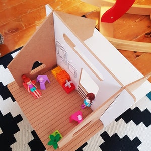 Wooden doll's house, mini modern modular doll house toy for kids and children, christmas gift for children