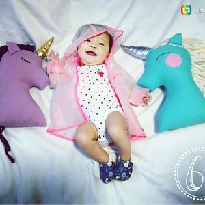 Unicorn plush doll purple gold nursery decor, unicorn pillow toy for baby girl bedrooms, stuffed animal toy gift for kids and baby girls image 2