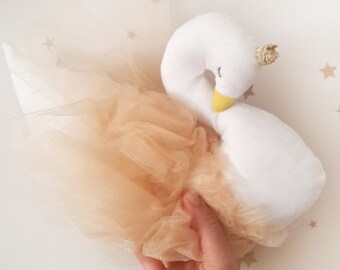 Stuffed swan decor for Kids interior and nursery rooms, cygne, Ready to Ship swan pillow party decor plush toy, birthday gift for baby girls