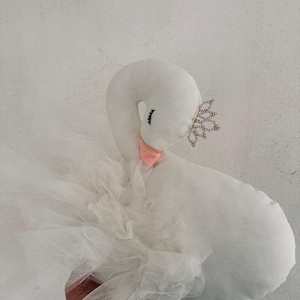 Schwan weiche Skulptur Baby Mädchen Kissen Dekor, 17 Zoll große Schwan Plüschtier Plüschtier, Babyparty Geburtstagsgeschenk für Baby Mädchen