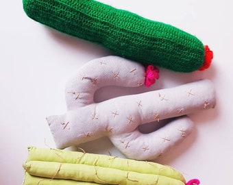 Cactus plush plant set, Stuffed cactus pillow, adventure style home office decor gift, Saguaro Cactus for kids baby rooms