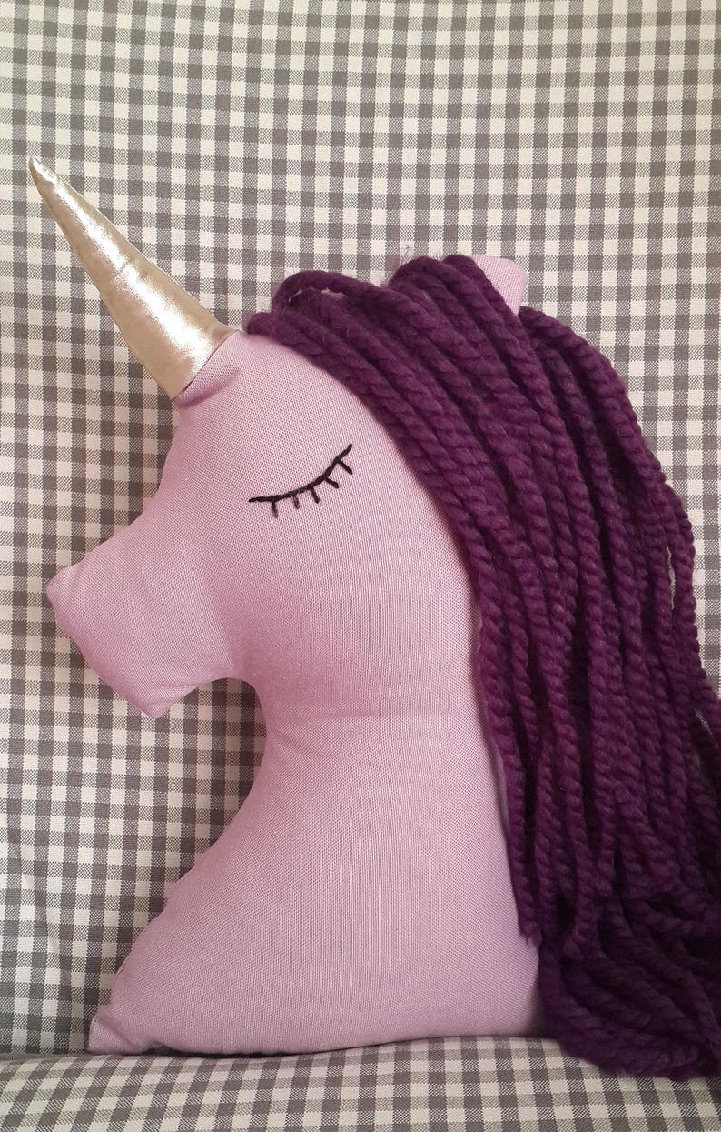 Unicorn plush doll purple gold nursery decor, unicorn pillow toy for baby girl bedrooms, stuffed animal toy gift for kids and baby girls image 4