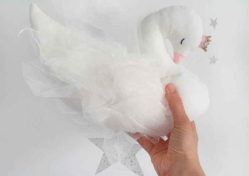 Swan doll soft nursery decor pillow newborn baby girl image 3