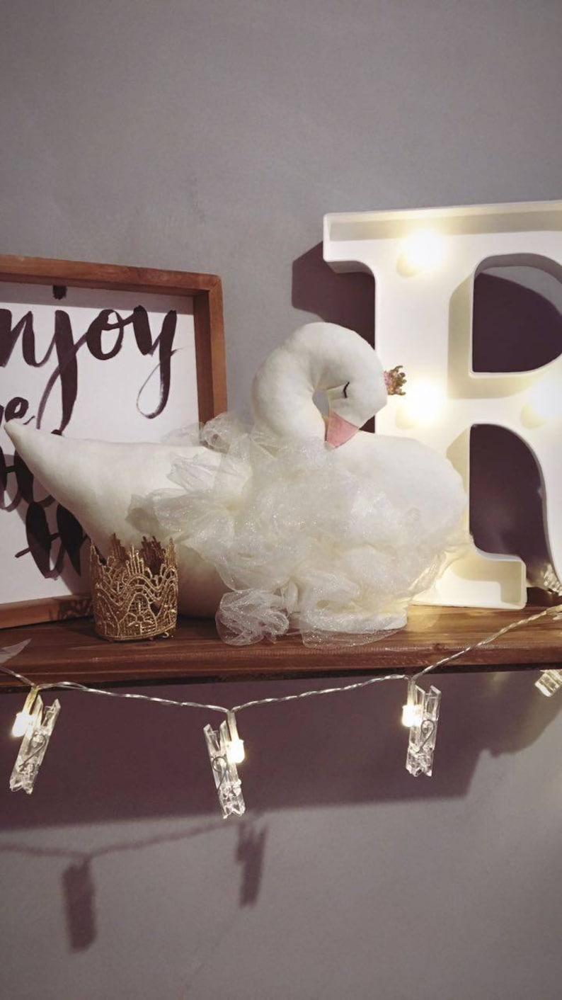 Swan doll soft nursery decor pillow newborn baby girl image 0