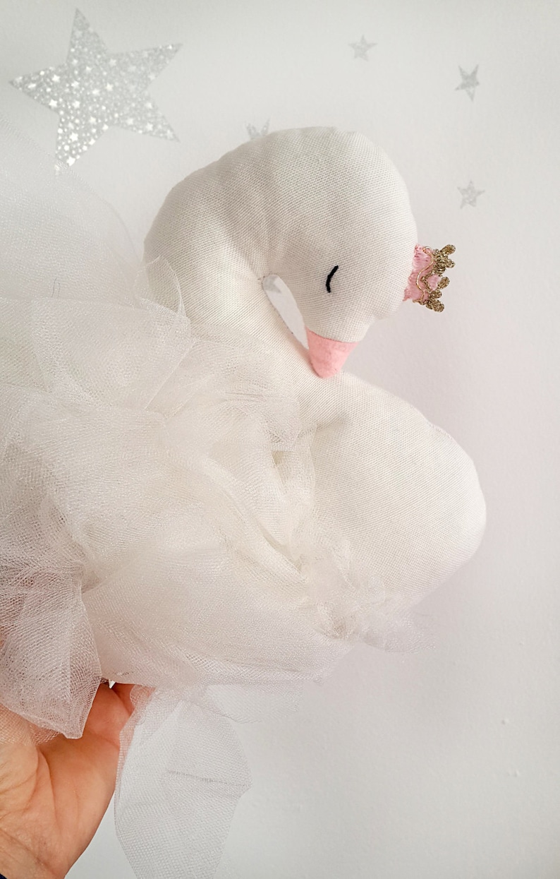 Swan doll soft nursery decor pillow newborn baby girl image 4