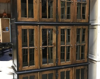 4'10" Triple Stack Bookcase, Kitchen Hutch Cabinet, Wood Cupboard, Display Cabinet, Wood Back Bar, Kitchen Storage Cabinet, China Cabinet