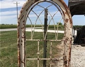 Wood Metal Architectural Window Wall Decor, Arched Church Cathedral Window Frame, Gothic Wall Hanging, Farmhouse Window Frame, Arched Window