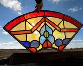 Window Panel Leaded Stained Glass Suncatcher Catholic Church Art Craft Vintage b, Stained Glass, Vintage Window, Vintage Stained Glass