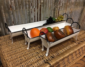 Resin Wood Look Rectangular Trough Bowl--Rustic--Farmhouse--Display