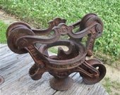 Ney Cast Iron Vintage Pulley Barn Hay Trolley Carrier Vintage Farm Tool C, Cast Iron Hay Trolley, Carrier Unloader, Farmhouse Decor
