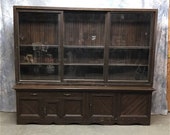 Country Store Display Cabinet Pantry, Sliding Doors Showcase, Back Bar, Bookcase, Antique, Vintage, Apothecary, Storage Cabinet, Pharmacy
