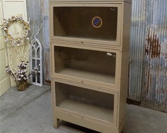 Vintage 3 Tier Metal Barrister Bookcase Industrial Stacking Etsy