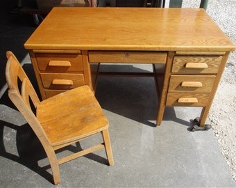 Oak School Chair Etsy