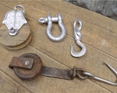 Lot Pulleys, Vintage Painted Cast Iron Hook, Farm Barn Hay Trolley Carrier r, Vintage Pulley, Rustic Decor, Farm House Decor, Rustic Pulleys