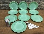 10 Jadeite Fire King Oven Ware Plates, 9 Inch Restaurant Ware Dinner Plates, Vintage Fire King, Oven Ware, Jadeite Dinner Plates