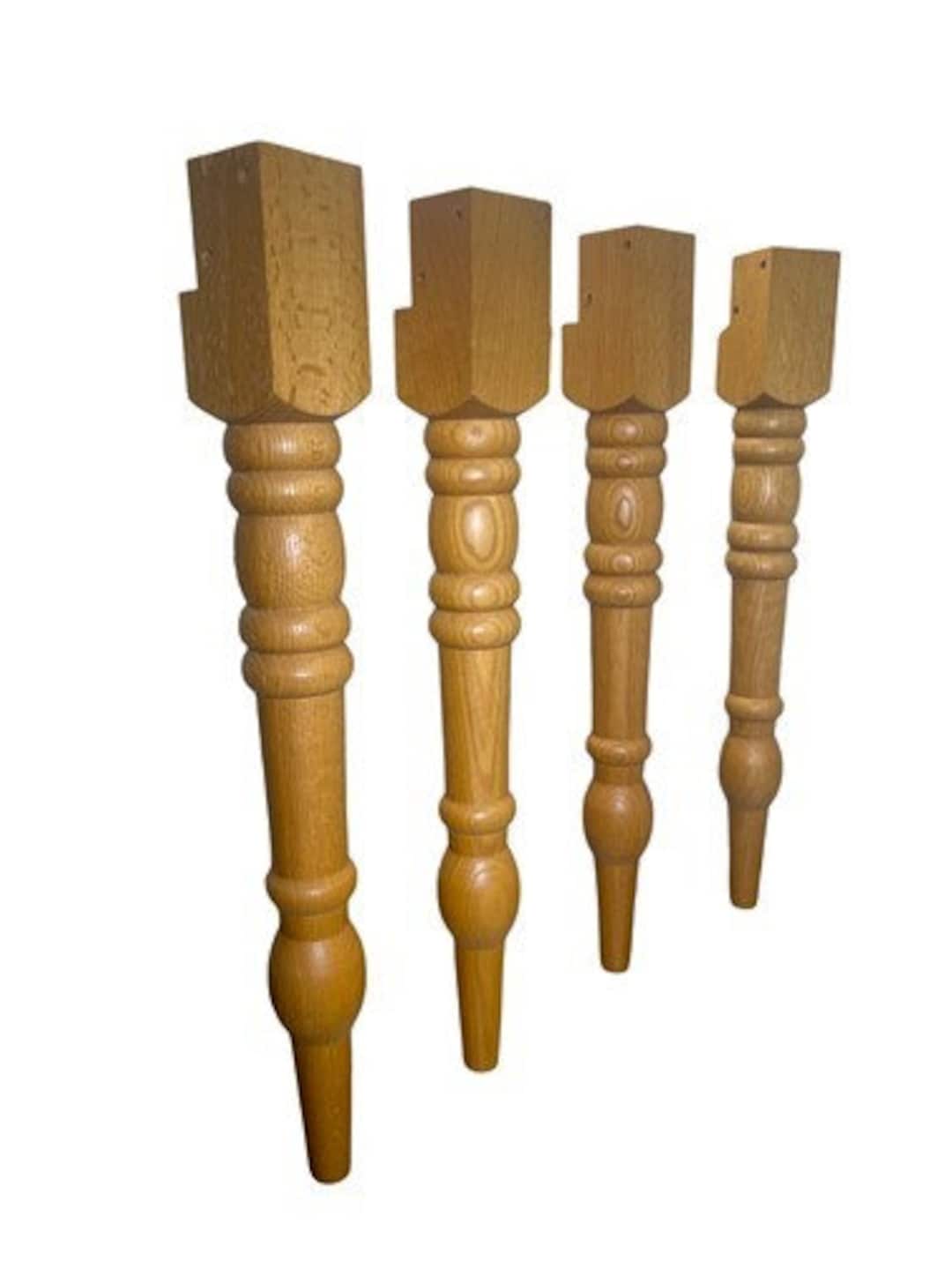 4 Oak Table Legs, Chunky Farmhouse Legs, Turned Oak Spindles