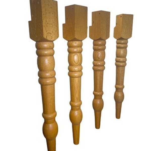 4 Oak Table Legs, Chunky Farmhouse Legs, Turned Oak Spindles, Architectural , Vintage Legs, Wood Legs, Vintage Furniture