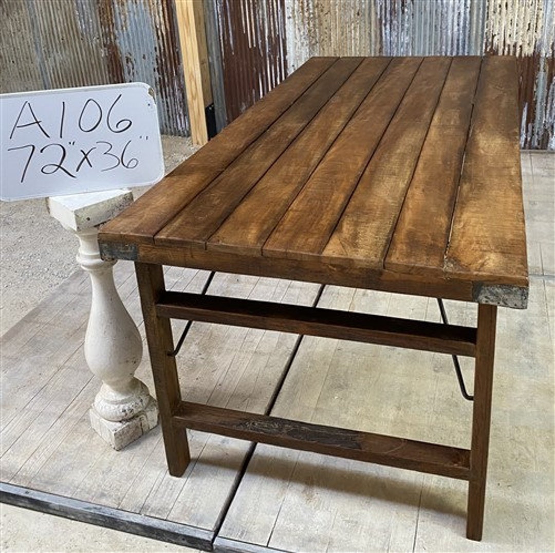 Wood Folding Table Vintage Dining Room Table Kitchen Island - Etsy