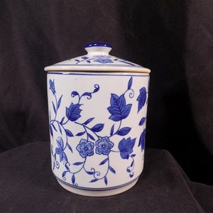 Ingwer-Keksdose, Blau-Weiß-Blumen 8 Chinesisches Porzellandekor, Chinoiserie G