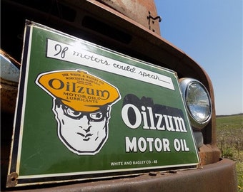 Letrero de aceite de motor Oilzum, letrero publicitario de porcelana metálica, lubricantes de aceite de motor A