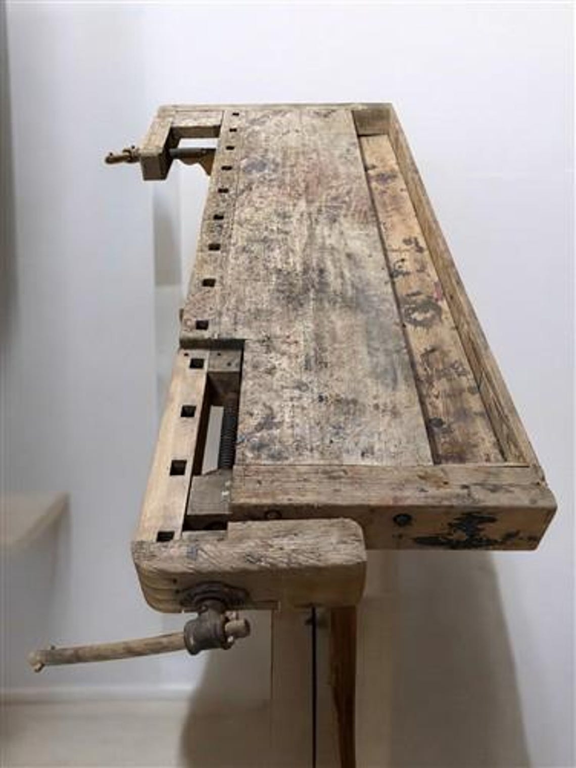 Rustic Working Table Rustic Work Table, Vintage Carpenter's Workbench, Woodworking Console ...