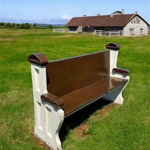Vintage Wooden Church Pew, 4&#39; 6&quot; Porch Bench, Entry Foyer, Dining Seating, C29
