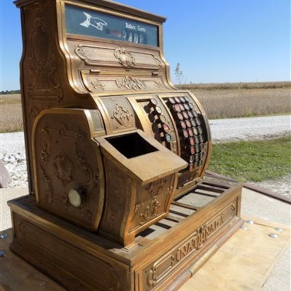 1915 NCR National Cash Register 1506773 Model 1054-G Vintage Candy Store Display,  Antique Register, National Cash Register, Brass Art Deco