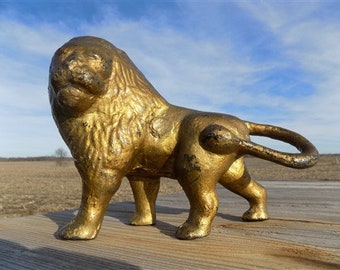 Estatua de león con tope de puerta de hierro fundido, figura de la época victoriana, escultura artística de león,