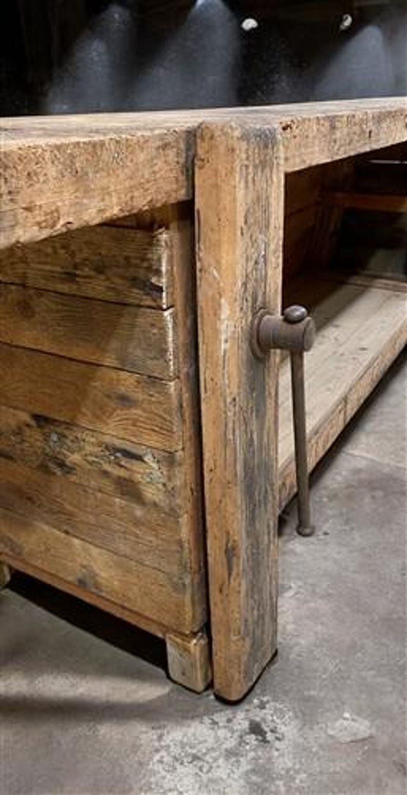 Rustic Working Table Rustic Work Table, Vintage Carpenter's Workbench, Woodworking Console ...