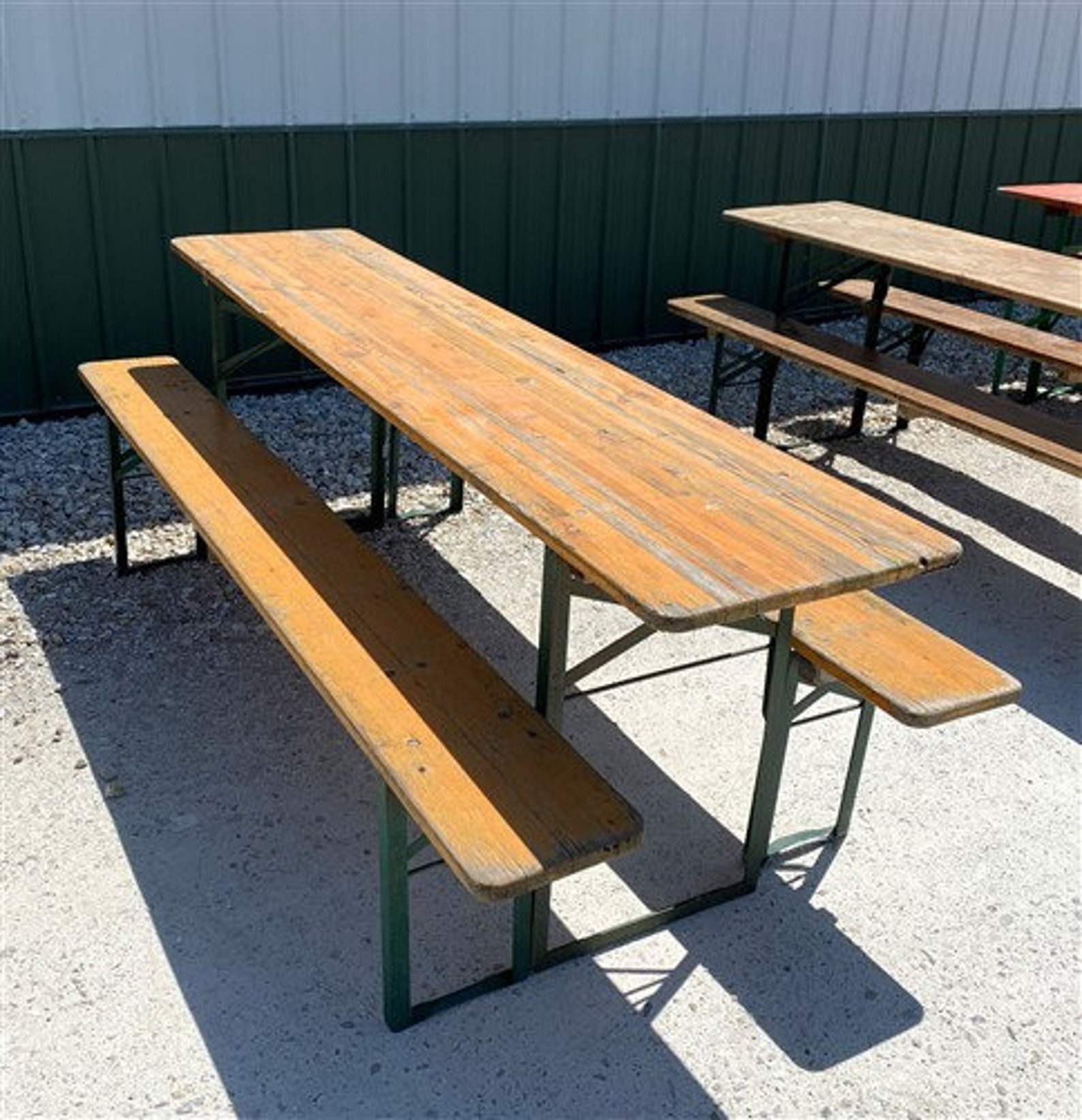 Wood Vintage German Beer Garden Table and Benches Oktoberfest Etsy