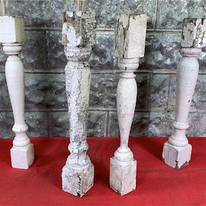 4 Balusters Bemalte Holz architektonische Bergung Spindeln Veranda Haus borte A37, Vintage Holz Spindeln, Holz Balusters, Rustikales Bauernhaus