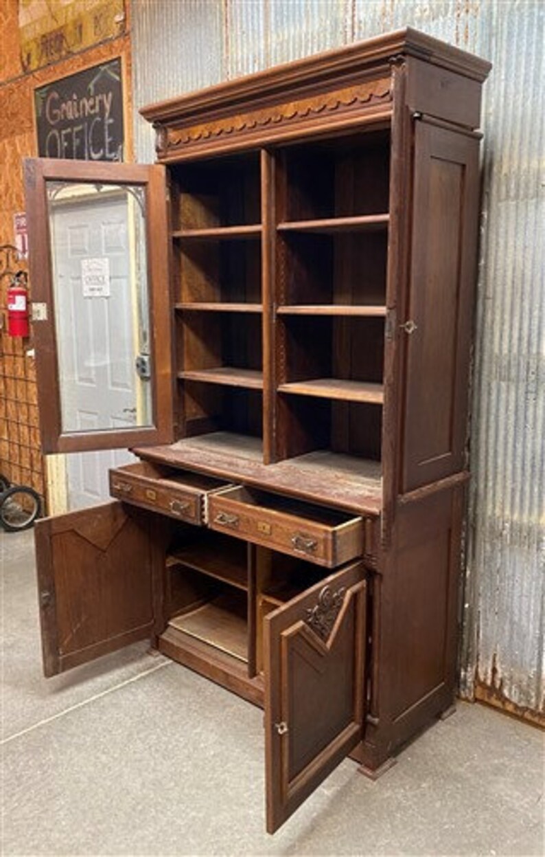 Walnut Dining Room Vintage China Hutch Display Case Etsy