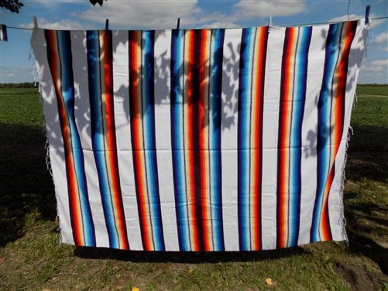 84 x 60 Saltillo Serape Southwestern Blanket Indian Mexican Rug Throw Blanket e Saltillo Blanket Southwest Fringe Blanket Throw