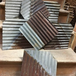 7 Pcs Corrugated Weathered Barn Tin Farmhouse Architectural Salvage Vintage E, Reclaimed Barn Tin Siding, Galvanized, Rustic, Roofing