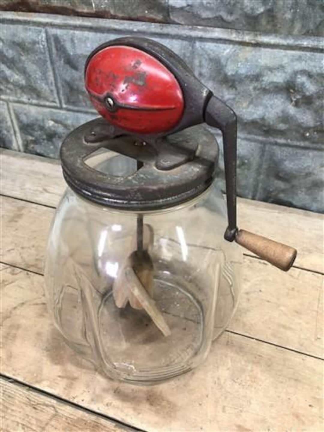 Dazey Butter Churn, Vintage 8 Quart, Red Football No 8 Tulip Glass