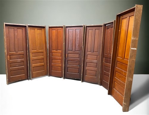 Set of 7 Vintage American Panel Doors in Jambs, Interior, Architectural Salvage , Panel Doors, Interior, Encased Doors