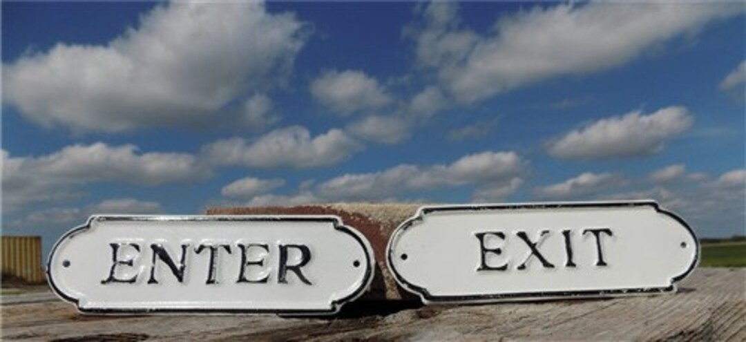 Pair Enter Exit Signs, Metal Office Business Door Signs, Exit Sign ...