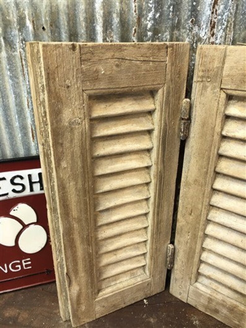 Small Antique Farmhouse Shutter Natural Wood Shutter Etsy
