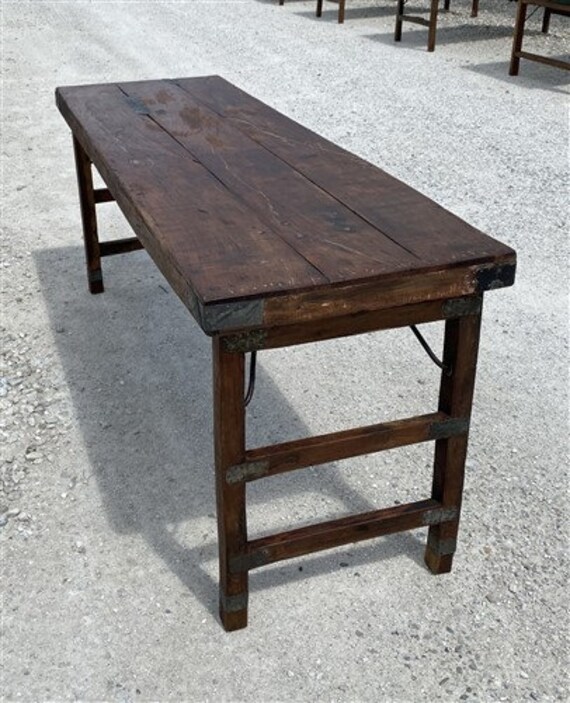 Rustic Folding Table Vintage Dining Room Table Kitchen Etsy