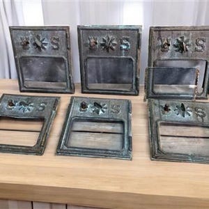 US Post Office Box Bronze Star Doors, Vintage Combination Lock Mailbox Doors B,Vintage Mailbox, Mailbox Door, Post Office Rustic Decor