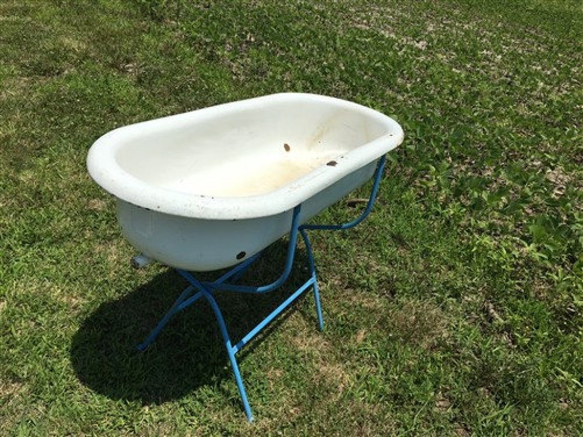 Vintage Hungarian Porcelain Baby Bath Tub with Stand Etsy