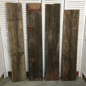 4 Barn Wood Reclaimed Planks, Wall Siding Boards, Lumber Floating Shelf A12 Wall Paneling, Reclaimed Wood Accent Wall, Farmhouse Decor