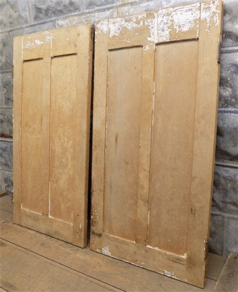 Pair Wood Doors Architectural Salvage Kitchen Pantry Vintage Furniture Reclaimed Cabinet Rustic Decor