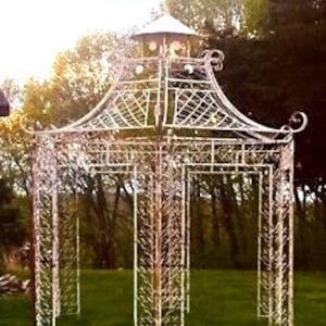 Large Garden Gazebo Dome Roof, Iron Metal Pergola Outdoor Patio Gazebo Arbor A11